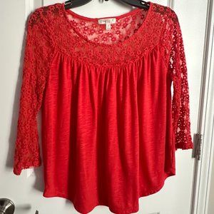 Belk Orange Shirt with Net Sleeves - Size M